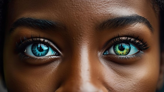 Close_up_shot_of_a_beautiful_American_African_woman avec Generative AI Technology