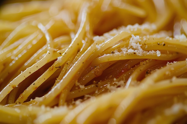 close up de spaghettis avec du fromage