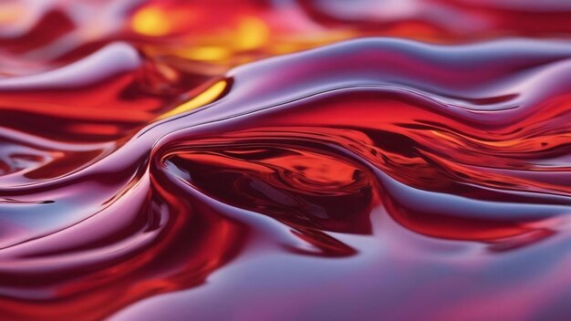 Le close-up d'une surface liquide brillante avec une illustration 3D exubérante à foyer doux