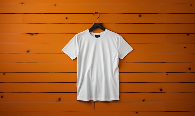 Close-up d'un T-shirt blanc accroché au mur Focus doux sélectif