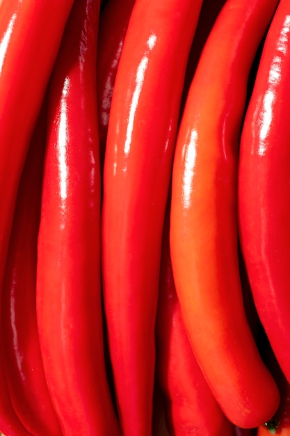 Photo close-up texture de piments rouges