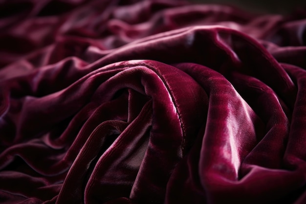 Close-up d'un tissu de velours avec une riche texture veloutée créée avec l'AI générative
