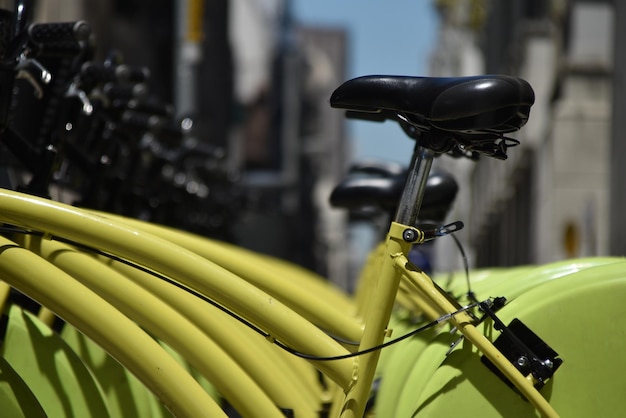 Close-up d'un vélo contre des plantes