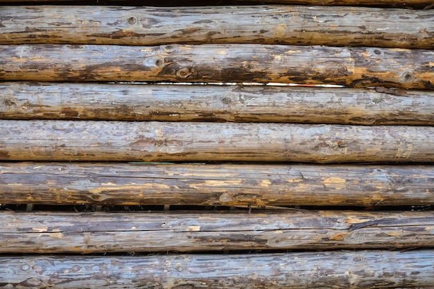 Close up vieux mur de rondins de bois