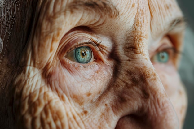 Close-up d'un visage de femme âgée Strictement peau humaine avec des rides photographie macro