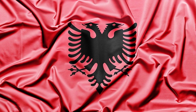 Close up waving flag of Albanie symboles du drapeau de l'Albanie