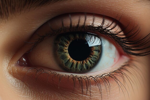 Close-up des yeux d'un modèle accentué avec l'ai génératif