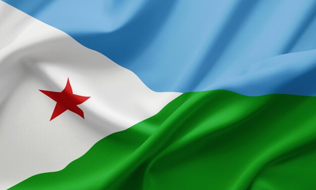 Closeup agitant le drapeau de Djibouti