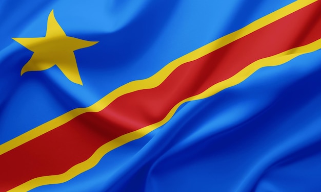 Photo closeup agitant le drapeau de la république démocratique du congo