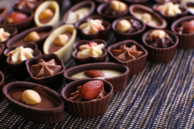 Closeup bonbons au chocolat