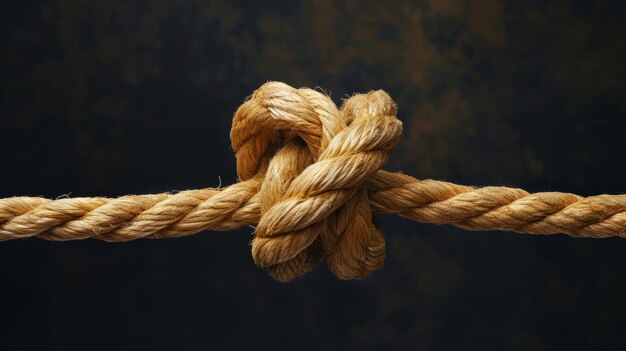 CloseUp d'une corde avec un nœud Vue détaillée d'un nœud bien attaché à une corde