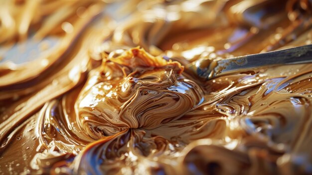 CloseUp d'une cuillère dans un bol de chocolat