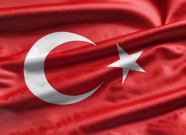 Closeup drapeau de la Turquie ébouriffé magnifiquement agitant ai générative