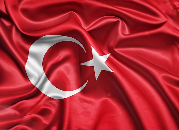 Closeup drapeau de la Turquie ébouriffé magnifiquement agitant ai générative