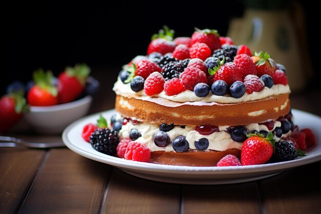 CloseUp du gâteau d'éponge Victoria dans une splendeur vibrante