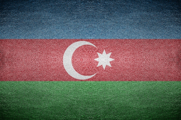 Closeup écran drapeau Azerbaïdjan concept sur cuir PVC pour le fond