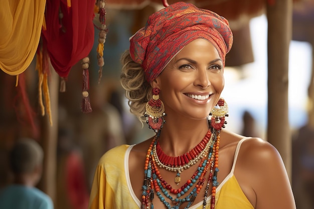 Closeup portrait d'une dame avec un sourire radieux