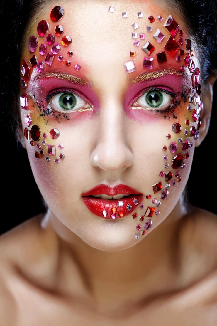 Photo closeup portrait de femme avec maquillage artistique