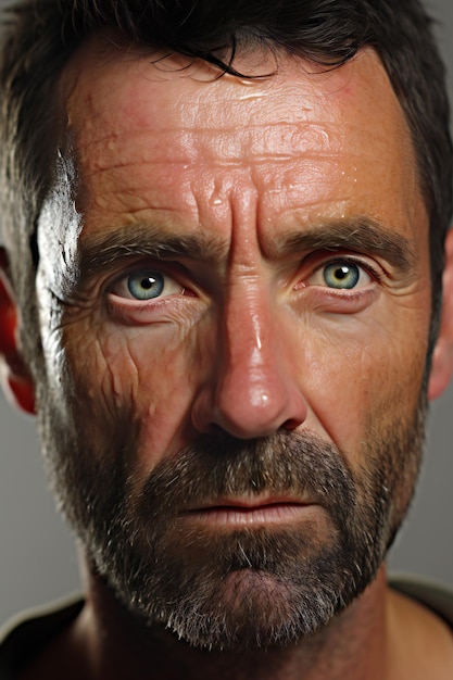 Closeup portrait d'un homme avec une barbe et une moustache