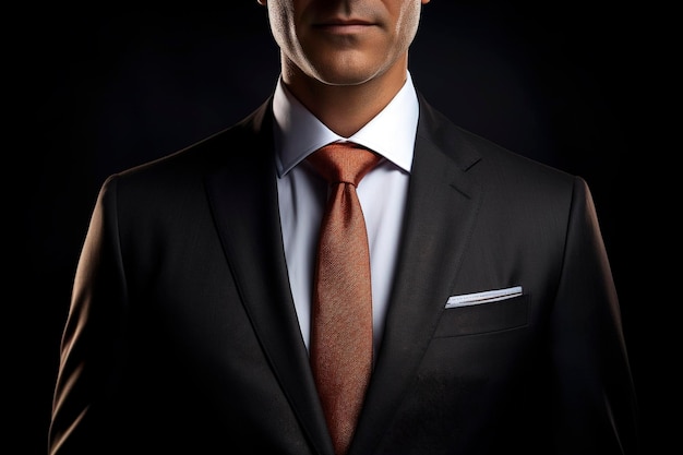 Closeup Portrait of Businessman Ceo debout avec un fond noir