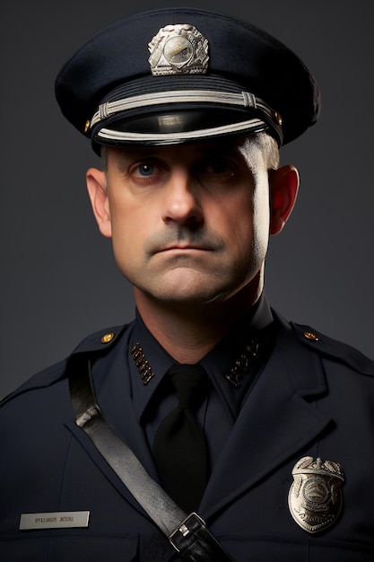 Closeup portrait d'un policier en uniforme Studio shot