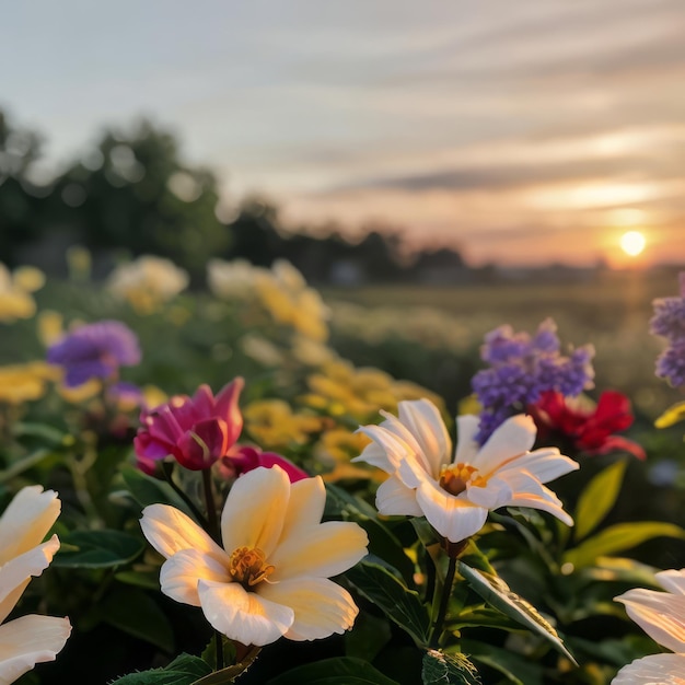 Closeups florales heure d'or HD La photographie du lever du soleil dans le paysage