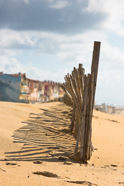 Photo clôture bois, sur, atlantique, plage, dans, france