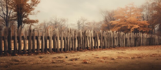 Une clôture en bois capturée de loin