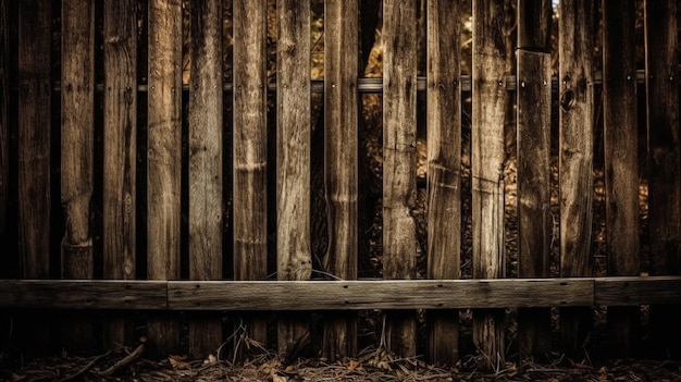 Une clôture en bois avec une clôture en bois en arrière-plan.