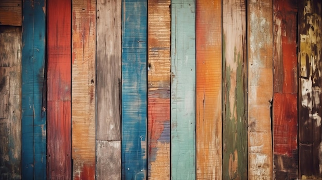 Une clôture en bois avec différentes couleurs et le mot bois dessus.