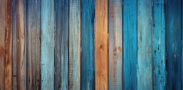 Une clôture en bois avec différentes couleurs.