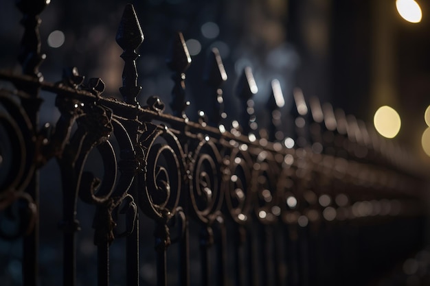 Une clôture noire avec un motif décoratif dessus