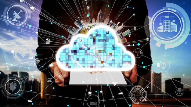 Photo cloud computing conceptuel et technologie de stockage de données pour l'innovation future