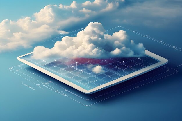 Photo le cloud computing est une technologie basée sur le cloud computing, le cloud network, le cloud storage, le cloud server, le cloud data, le cloud sec.