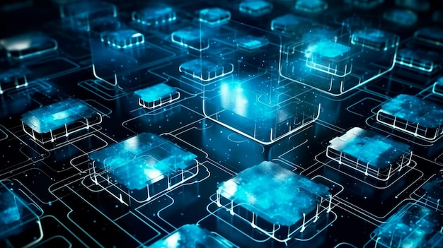 Cloud computing pour le stockage numérique et le transfert de données volumineuses sur Internet IA générative futuriste