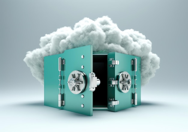 Cloud Computing Ransomware Cyber Security Internet Technology Illustration 3d AI Générative