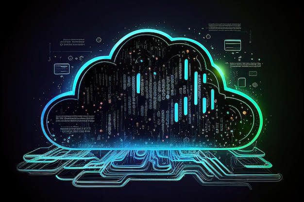 Cloud Compution sur Data Server Cloud Technology Database Generative AI Illustration