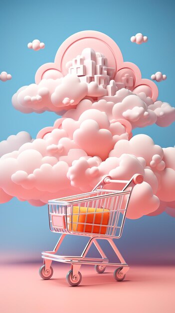 Cloud trolley concept de boutique en ligne idée d'espace de copie génératif ai