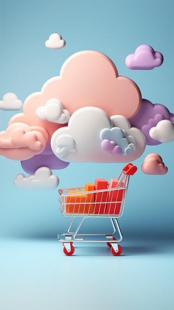 Cloud trolley concept de boutique en ligne idée d'espace de copie génératif ai