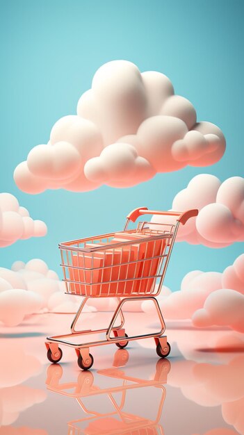 Cloud trolley concept de boutique en ligne idée d'espace de copie génératif ai