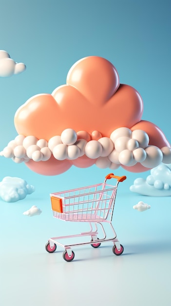 Cloud trolley concept de boutique en ligne idée d'espace de copie génératif ai