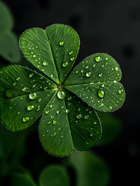 Clover avec des gouttes d'eau à l'arrière-plan de la fête de Saint-Patrick