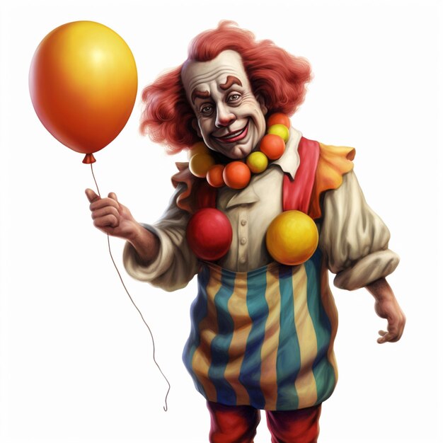 clown avec un ballon et un tas de balles générative ai