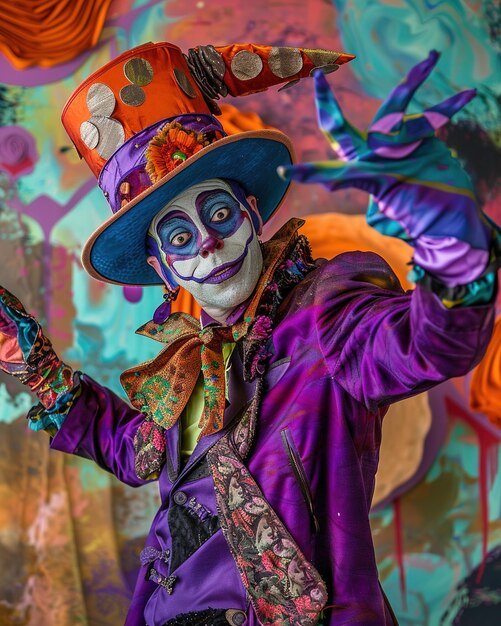 Photo un clown avec un chapeau qui dit le nom dessus