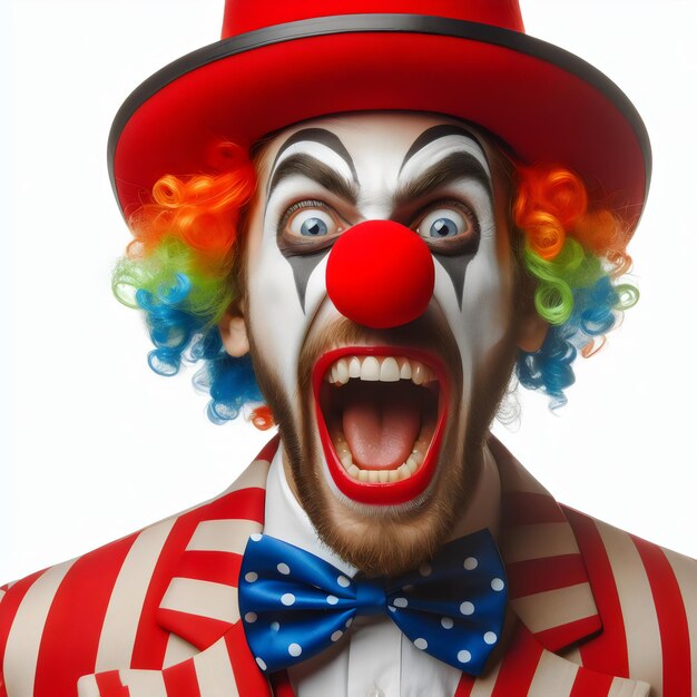 Photo un clown avec un chapeau rouge et une chemise rouge et blanche