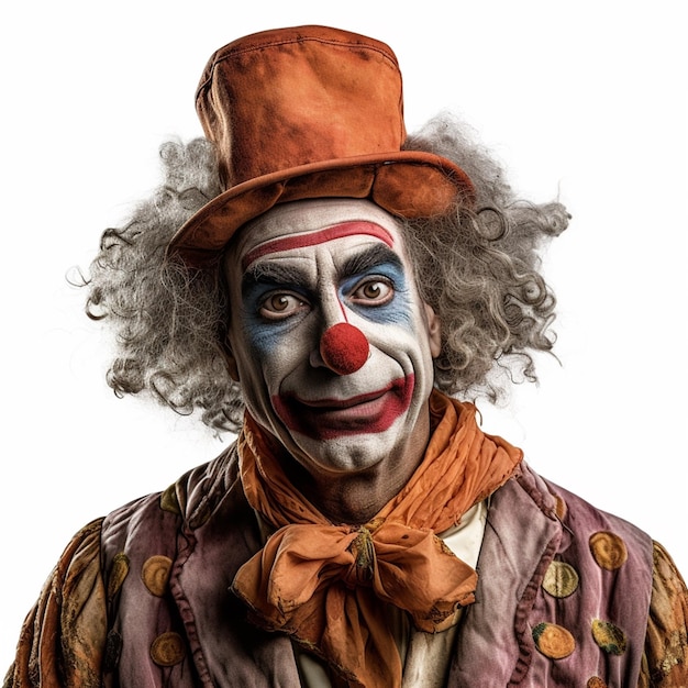 Un clown avec un chapeau et un visage de clown.
