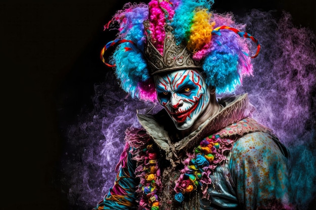 Clown coloré adulte fantaisie costumé en transe