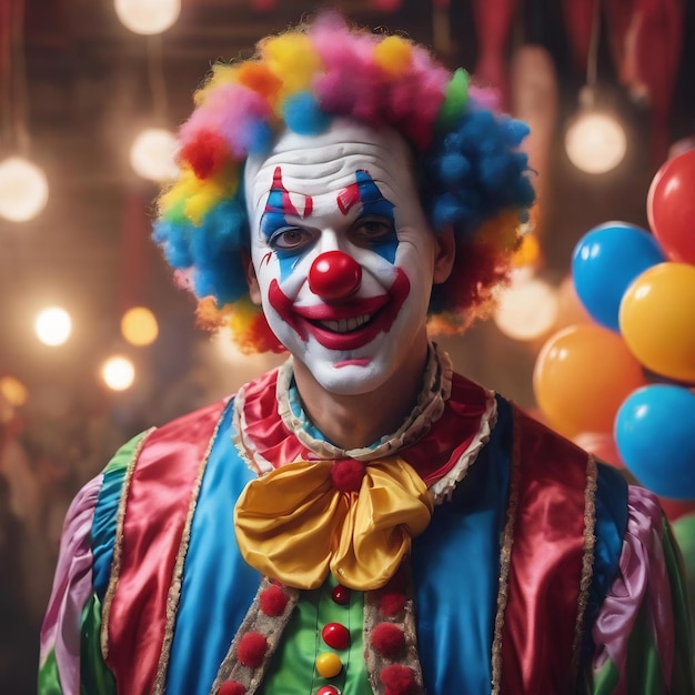 Clown drôle à une fête colorée