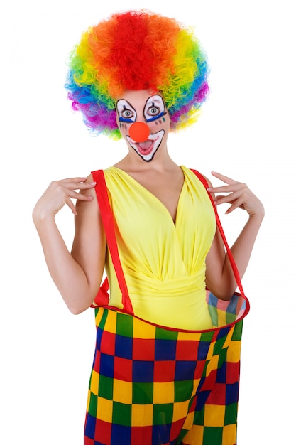 Photo clown drôle isolé sur blanc