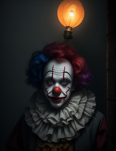 Photo le clown est faible gradient de lumière fond flou